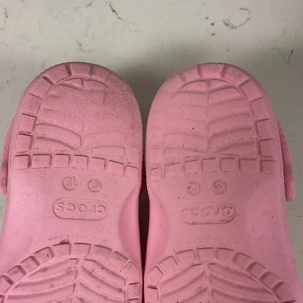 CROCS Unisex-Child Classic Glitter Clogs Kids Sparkly Flamingo Pink Size 12
